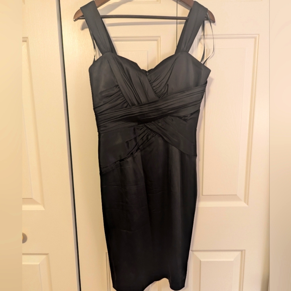 Calvin Klein black satin cocktail dress, size 8